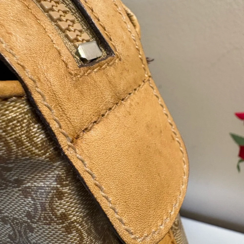 Authentic Vintage Celine Macadam Boston BagTriomphe Canvas Leather Italy Entrupy - Picture 7 of 13